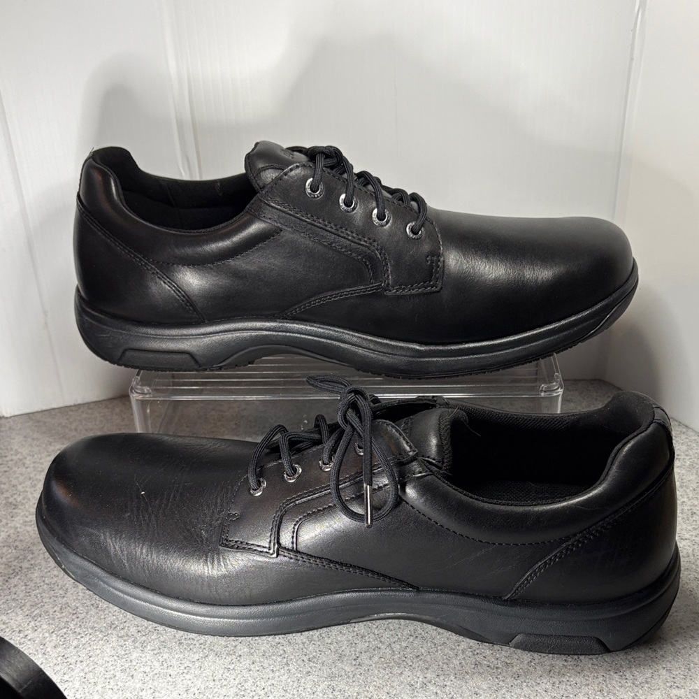 Size 14‎ Dunham work Men's Black Leather Shoes. Fc5